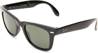 Ray-Ban Mens Folding Wayfarer Sunglasses, Black with Polarized Lenses, 50 mm
