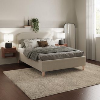 GFW Florence Boucle Ottoman Storage Bed in Stone | Size: Double
