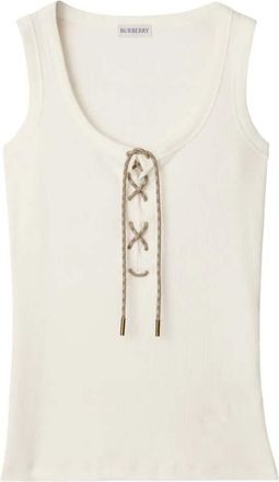 Burberry White Round Neck Tank Top