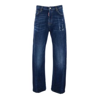 Dsquared2 Loose-fit Jeans, male, Blue, Size: XL Five-pocket Jeans with Faded Effect