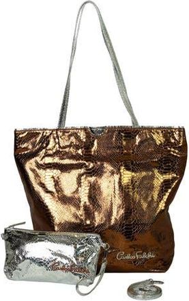 Carlos Falchi Microfiber Python Tote in Copper at Nordstrom