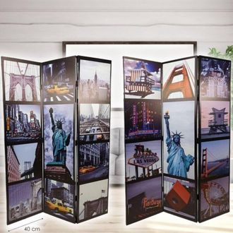 Trade Shop Trade Shop - Paravento Separe Divisorio Con 3 Pannelli 180x120cm Stampa Fronte Retro New York