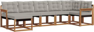 vidaXL Conjunto De Sof&aacute;s De Exterior 7 Uds. Natural Y Gris Claro Vidaxl