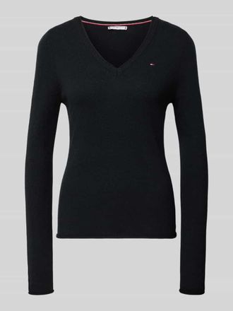 Tommy Hilfiger Slim Fit Strickpullover aus reiner Wolle in Black, Gr&ouml;&szlig;e S