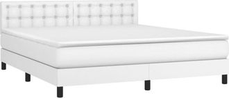 vidaXL Vidaxl - Cama Box Spring Con Colch&oacute;n Cuero Sint&eacute;tico Blanco 180x200 Cm