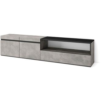 Skraut Home Skraut Home - Mueble Tv, Televisi&oacute;n, Muebles De Sal&oacute;n, Almacenaje, 200x45x35cm, Para Tv Hasta 80, Con Almacenamiento, Estilo Moderno, Gris Cemento