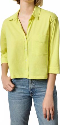 Lilla P Easy Button Down Shirt In Keylime