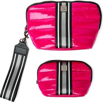 Think Royln Double Stash Set of 2 Zip-Top Travel Pouches in Glossy Fuchsia at Nordstrom