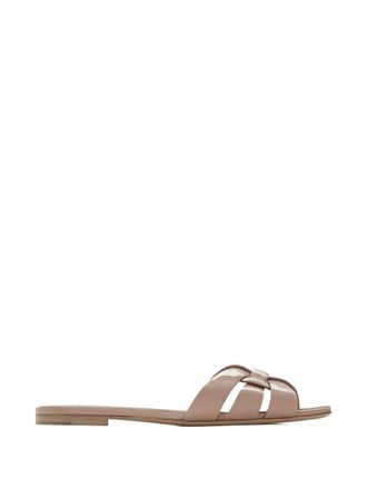 Saint Laurent Tribute Nu Pieds lederen platte sandalen