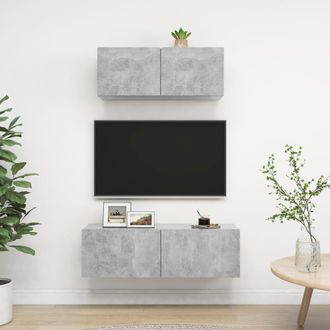 Berkfield Home 2 Piece TV Cabinet Set Concrete Grey Engineered Wood