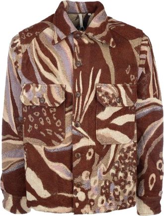 Sunflower Animal CPO Shirt Jacket - Heren - Casual Overhemden - Bruin - S - Wol - Overhemden