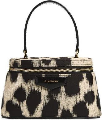 Givenchy Mini Antigona Leopard Jacquard Vanity Case Handbag in Black/beige at Nordstrom