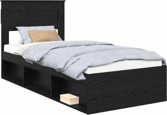 vidaXL Bed Frame with Mattress Black 90 x 190 cm Solid Pine Wood vidaXL