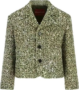 Gucci Jacket - Dames - Blazers - Groen - L - Tweed - Jassen