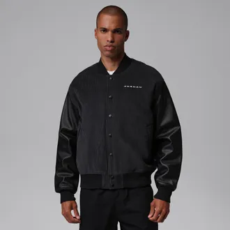 Nike Jordan Mens Jordan Flight Essentials Varsity Jacket in Black | IU0769-010