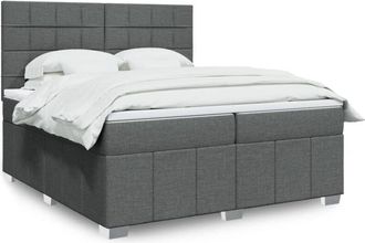 vidaXL Cama Box Spring Con Colch&oacute;n Tela Gris Oscuro 200x200 Cm Vidaxl