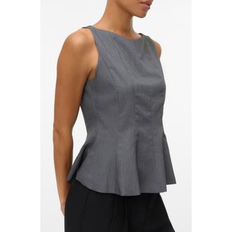 Vero Moda Kimberly Sleeveless Peplum Top in Dark Grey at Nordstrom Rack, Size X-Small