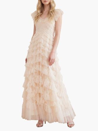 Needle & Thread Lola Backless Ballerina Dress in Cream at Nordstrom, Size 18
