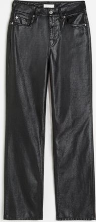 H&M Coated Straight High Jeans - Schwarz