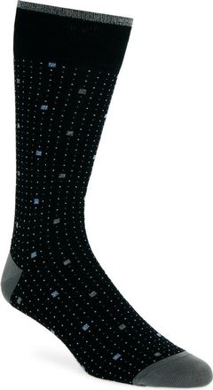Bugatchi Geo Pattern Mercerized Cotton Blend Dress Socks in Black at Nordstrom