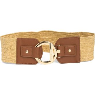 Vince Camuto Toggle Buckle Woven Raffia Belt in Cognac/natural at Nordstrom Rack, Size Large/x-Large