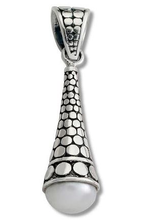 Samuel B. Sterling Silver Dotted 9-10mm Freshwater Pearl Cone Pendant in White at Nordstrom Rack