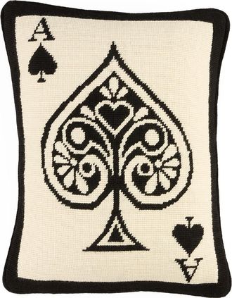 Jonathan Adler Ace Needlepoint Pillow in Black /Cream at Nordstrom, Size 12X16