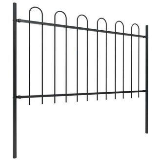 Berkfield Home Garden Fence with Hoop Top Steel 15.3x1 m Black