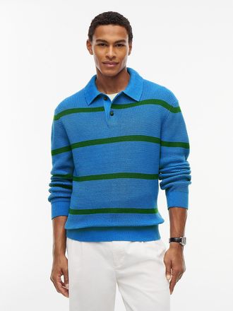 Tommy Hilfiger Mens Waffle-Knit Sweater Polo - Blue Spell - M