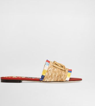 Dolce & Gabbana Raffia Flat Slides - Woman Slides And Mules Multicolor 36.5