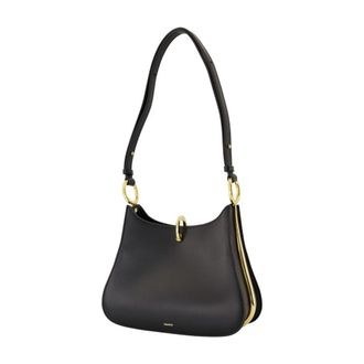 Paco Rabanne Womens Calfskin Leather Shoulder Bag Black
