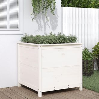 vidaXL Jardinera Madera Maciza De Pino Blanco 82,5x82,5x78 Cm Vidaxl