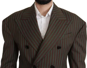 Dolce & Gabbana Mens Multicolor Stripes Double Breasted Blazer Wool Clothing