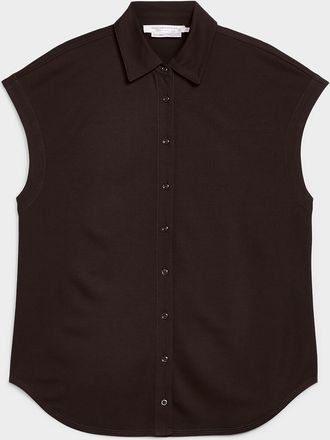 Contemporaine Womens Piqu&eacute; jersey cap-sleeve shirt