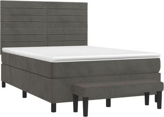 vidaXL Cama Box Spring Con Colch&oacute;n Terciopelo Gris Oscuro 140x190 Cm Vidaxl
