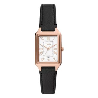 Fossil Es 5310 Elegant Rechthoekig Tijdstuk - Dames - Horloges - Zwart - ONE Size - Leer - Accessoires