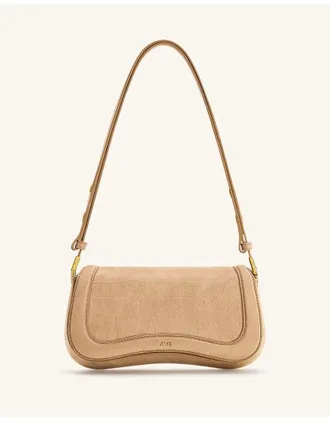 JW PEI Joy borsa a spalla beige in camoscio sintetico effetto coccodrillo-Neutro