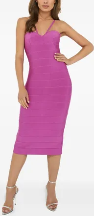 Hérve Léger sweetheart midi dress - women - Fabric - M - Purple