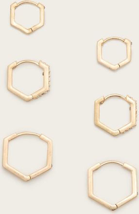 AllSaints Brass Hattie Mixed Hoop Earring Set, Size: One Size