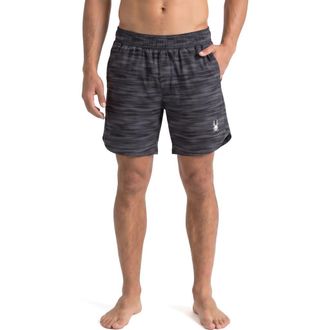 Spyder Jute Scallop Volley Swim Shorts in Black at Nordstrom Rack, Size Xx-Large