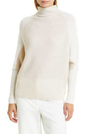 Club Monaco Emma Colorblock Mock Neck Cashmere Sweater in Camel at Nordstrom, Size X-Large