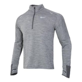 Nike Mens Nike Sphere Dri-FIT Half Zipper Fleece Stay Warm Running Training Long Sleeves Pullover Gray CU6088-068