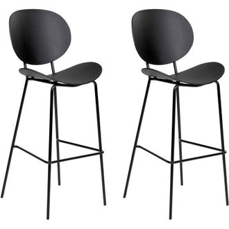 Beliani Beliani - Set di 2 sedie da pranzo in materiale sintetico nero e gambe metallo Shonto