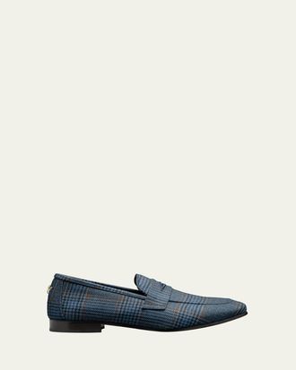 Bougeotte Flaneur Plaid Wool Penny Loafers