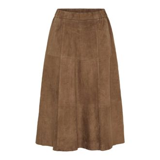 BTF-CPH Falda Midi de Ante en L&iacute;nea A - Jackets - Mujer - Marr&oacute;n - 2XL