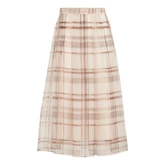 Brunello Cucinelli Falda Midi de Seda - Skirts - Mujer - Beige - S