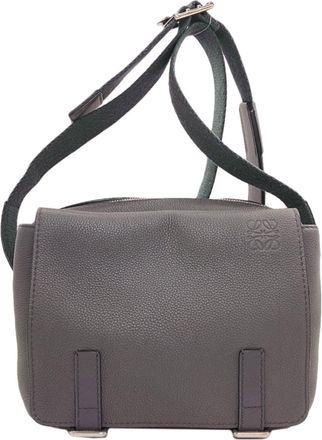 Loewe Gray Leather Messenger Bag Shoulder Bag (Pre-Owned)