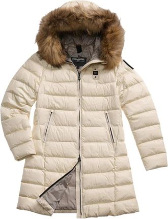 Blauer Grijze Gewatteerde Jas met Bontafwerking - Dames - Parka Jassen - Beige - S - Jassen