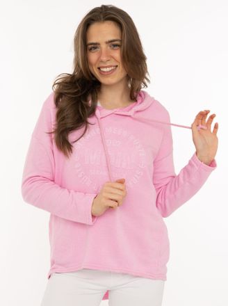 Zwillingsherz Hoodie ZWILLINGSHERZ Moin, Damen, Gr. L/XL, rosa baby, Sweatware, Obermaterial: 70% Baumwolle, 30% Polyester, comfort fit h&uuml;ftlang, hoch geschlossener