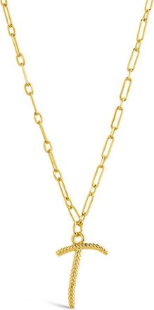 Sterling Forever Textured Initial Charm Pendant Necklace